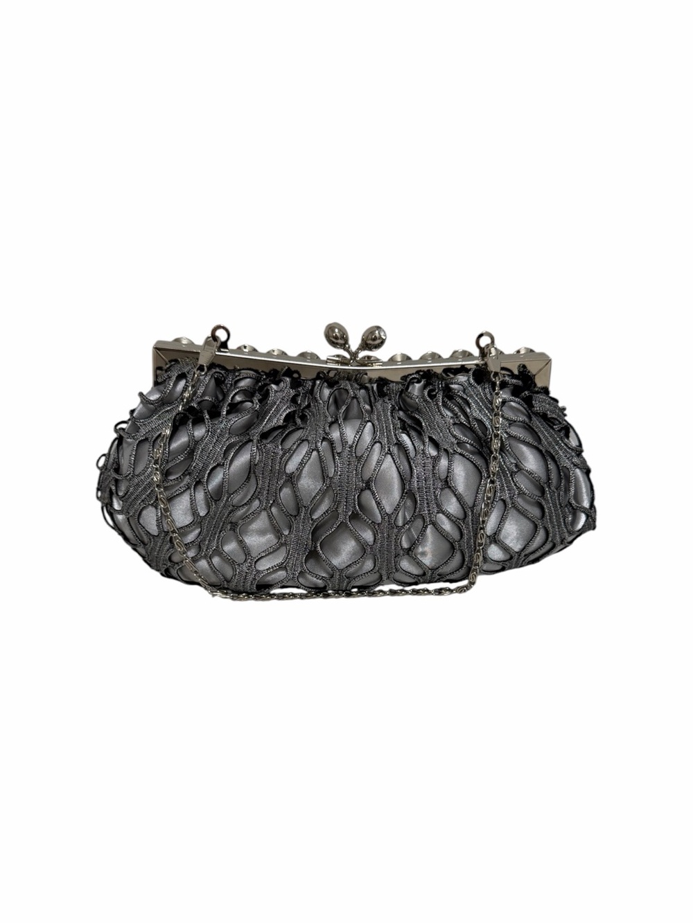 Daniel Ames Couture Silver/Gray Lace Handbag